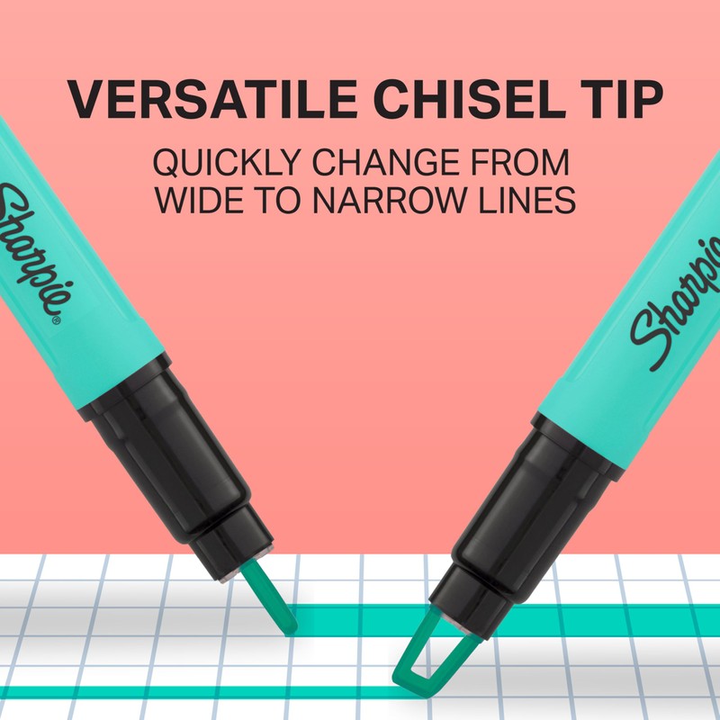 Sharpie Clear View Highlighter Sticks, Chisel Tip, Assorted Fluorescent, 8