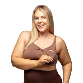 BABYGO® Maternity Bras | Comfort for Breastfeeding, Pregnancy & Postpartum | Seamless, Wireless & Super Soft Nursing Bra (UK, Alpha, L, Regular, Regular, Standard, Mocha)