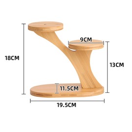 JUMRHFAN Wood Small Plant Stand,Window Sill Plant Shelf,Round Tabletop Plant Stand,Desktop Plant Rack for Office Bedroom Dining Room Study (2 Tier)