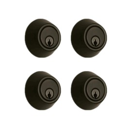 NU-SET | Heavy Duty Grade 2 Single Cylinder Deadbolt | 4-Pack Keyed Alike | Commercial Door Lock | Oil Rubbed Bronze | Black Finish