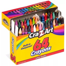 Cra-Z-Art Crayons Bulk Pack 64 Count Built in Sharpener Back to School Supplies