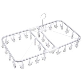 Armoa MT Laundry Clothes Drying Hanger, White, Approx. 24.8 x 13.8 x 12.8 inches (63 x 35 x 32.5 cm), 32 Pinch, Lightweight and Durable Aluminum Frame