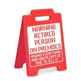 Funny Retirement Gifts, Home Office Desk Decor Retired Person on Premises Desk Sign Retirement Party Decorations, Farewell Gift for Retired Coworker Boss Leader