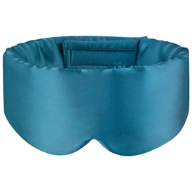 White Hawk Eye Mask for Sleeping, 22Momme 100% Natural Mulberry Silk Eye Mask with Adjustable Straps for Men and Women, Large Size Sleep mask for All Skin Types (Aqua Blue)