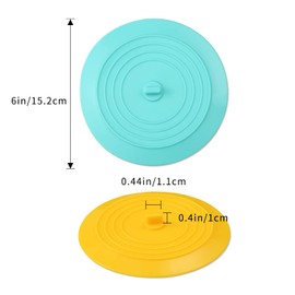 MATATAMAX 2 Pack Tub Stopper, 6 inches Large Silicone Bathtub Drain Plug Hair Stopper, Flat Suction Cover for Bathroom, Kitchen and Laundry