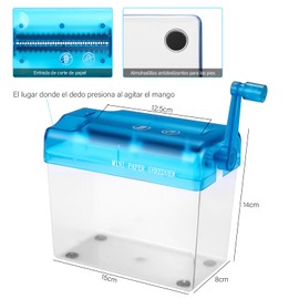TECHVIDA Trituradora de Papel Manual Portátil, Mini Trituradora Manual Pequeña el Hogar, Adecuado para Papel A6,Trituradora Manual de Documentos de Escritorio (Azul)