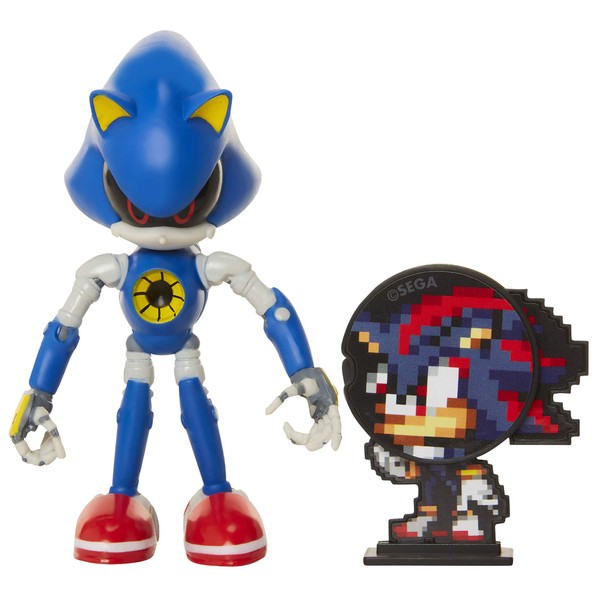 Sonic The Hedgehog Collectible Metal Sonic 4" Bendable Flexible Action Figure with Bendable Limbs & Spinable Friend Disk Accessory Perfect for Kids & Collectors Alike for Ages 3+