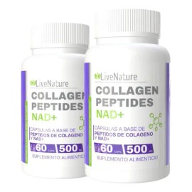 2 Frascos Péptidos De Colágeno  Nad Live Nature 120 Caps                                                                                              