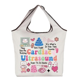 CMNIM Ultrasound Gift Ideas Sonography Reusable Grocery Bags Ultrasound Tech Foldable Totes Sonographer Thank You Gift (Cardiac Ultrasound F TE)