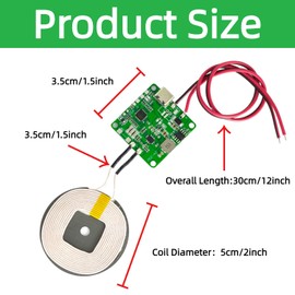 2Pcs 20W Max QI Wireless Charger PCBA Module Coil, DIY Fast Charging Circuit Board with Type-C Port, Overheating Protection for Car and Furniture Mods (with Wire)