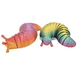 6 Inch Long Yellow Fidget Slug and Bowl Articulating Flexible Stim Toy