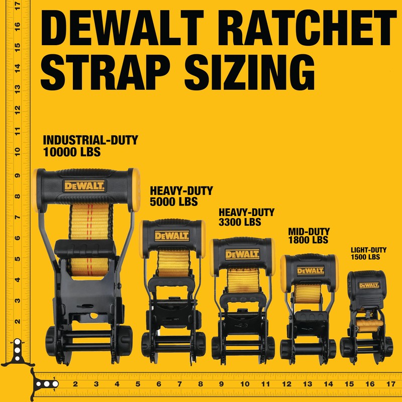 DEWALT DXBC10000J Black/Yellow 2" x 27' Ratchet Tie Down Strap