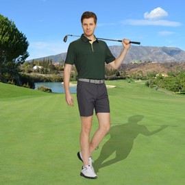 M MAELREG Mens Polo Shirts Short Sleeve Moisture Wicking Quick-Dry Performance Casual Solid Mens Golf Shirts Olive Green