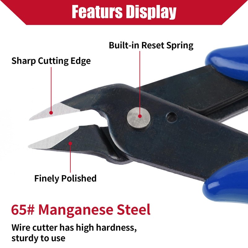2 Pack Micro Wire Cutters, 5 Inches Flush Cutters Pliers,