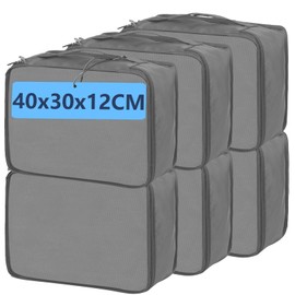 Large Packing Cubes 6 PCS, 40x30x12CM Same Size Suitcase Organiser Bags 6-Piece, Travel Bags Organiser 6 Pack (6PCS Large Grey)