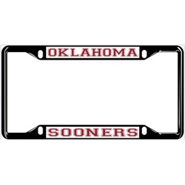 Oklahoma License Plate Frame Black, OU Sooners Car Tag Holder