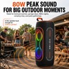 Musibaby Black 80W Waterproof Portable Bluetooth Speaker for Outdoor Use