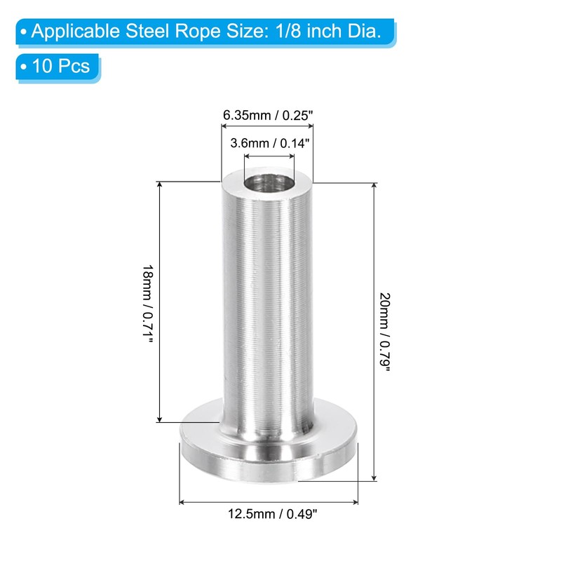 PATIKIL Cable Railing Hardware, 10 Pack T316 Stainless Steel Cable
