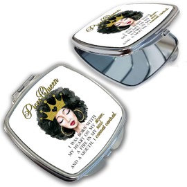 BRGiftShop Beautiful Gold Crown Black Queen Zodiac Birthday Month Pisces Feb20-Mar20 Compact Pocket Cosmetic Mirror