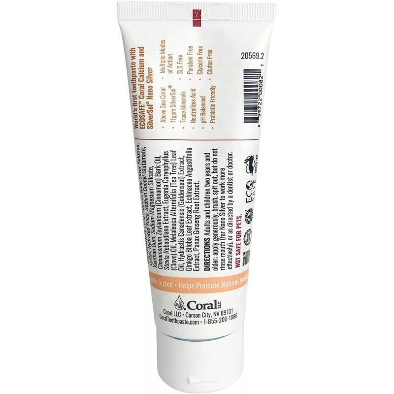 Coral Nano Silver Fluoride Free Natural Toothpaste Pack Of 1