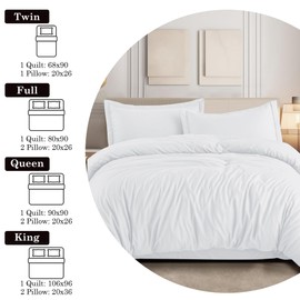 IR Imperial Rooms Bulk (10 Pack) Full Size Duvet Cover (80 x 90) Inches + 2 Pillow Sham - Wholesale for Hotels, Airbnbs, Guest Bedroom Microfiber Button Closure Duvet Covers Bed Set (White)