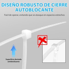 LISAPRO 1000PCS Cinchos de Plastico, Bridas para Cables para Electricidad, Cintillos de Plástico Nylon Autobloqueantes Resistente, 5 Tamaños-10/15/20/