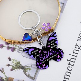 OEHEDOU Sister Gifts For Girls Big Sister Gifts From Sisters Mothers Day Gift For Sisters Mothers Day Gift Sis Sibling Butterfly Keychain Presents For Sis From Sibling Adult Siblings Birthday Presents