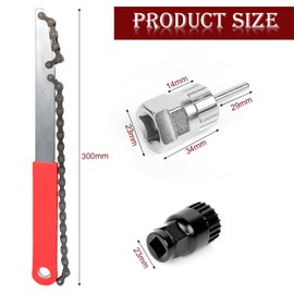 Romon Bicycle Chain Whip, Bicycle Chain Disassembly Tools Kit with Chains, Whip, Auxiliary Wrench, with Puller for Compartment Cassette and Screw Ring for Chains with 8, 9, 10