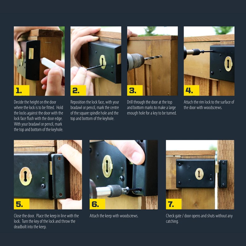 Rim Sashlock Electro Brass Surface Mounted Lock 140 x 85mm