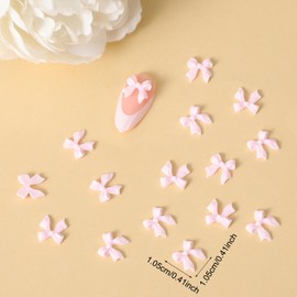 Mabor 100Pcs Pink Bow Nail Charms, Cute Charm for Acrylic Nails Small Resin 3D Bowknot Charms for DIY Art Design Decoration Accessories for Women Girls