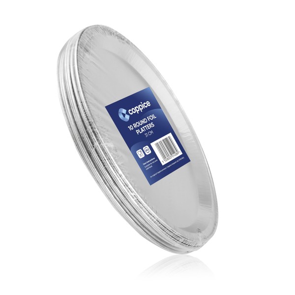 Coppice Silver Round Aluminium Foil Platters for Parties, Buffets &