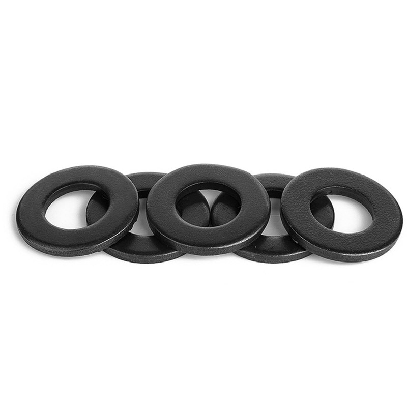 #6 x 0.375 OD SAE Black Flat Washer, 18-8 (304)