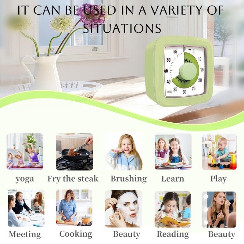 Kids Visual Timer for Kitchen,Classroom,Cooking,Learning,Bedroom,Office, 60-Minute Countdown Pomodoro Timer for