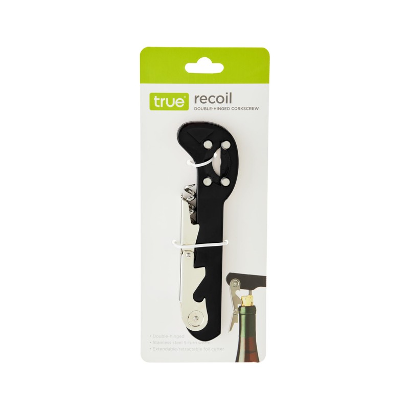 True Recoil Waiters Corkscrew Wine Opener, Durable Stainless Steel with