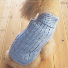 Tangpan Turtleneck Classic Straw-Rope Pro Pet Dog Sweater Apparel (Blue,S)