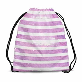 Sotunad Drawstring Bags Violet Watercolor Stripes Striped Background Watercolor Painting Sport Gym Sack Drawstring Bag String Bag Yoga Bag 14x16.9 Inch