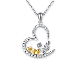 YAFEINI Chicken Gifts for Women Sterling Silver Chicken Necklace Hen Jewelry for Women