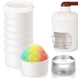 Threehoney 8 Pcs Ice Block Molds with Lids Food-grade Bpa-free Plastic Round Block Ice Molds Ice Bowl Mold for Shaved Ice Machine, 3.15” Diameter, 1.77” Height