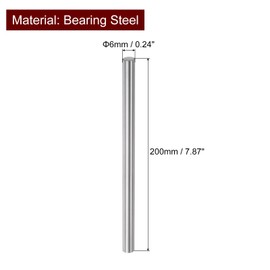 sourcing map Linear Motion Bars 6 mm x 200 mm (0.24 x 7.87 Inch) Hardened Chrome Coated Linear Rail Shaft Round Guides for 3D Printers DIY CNC Pack of 2