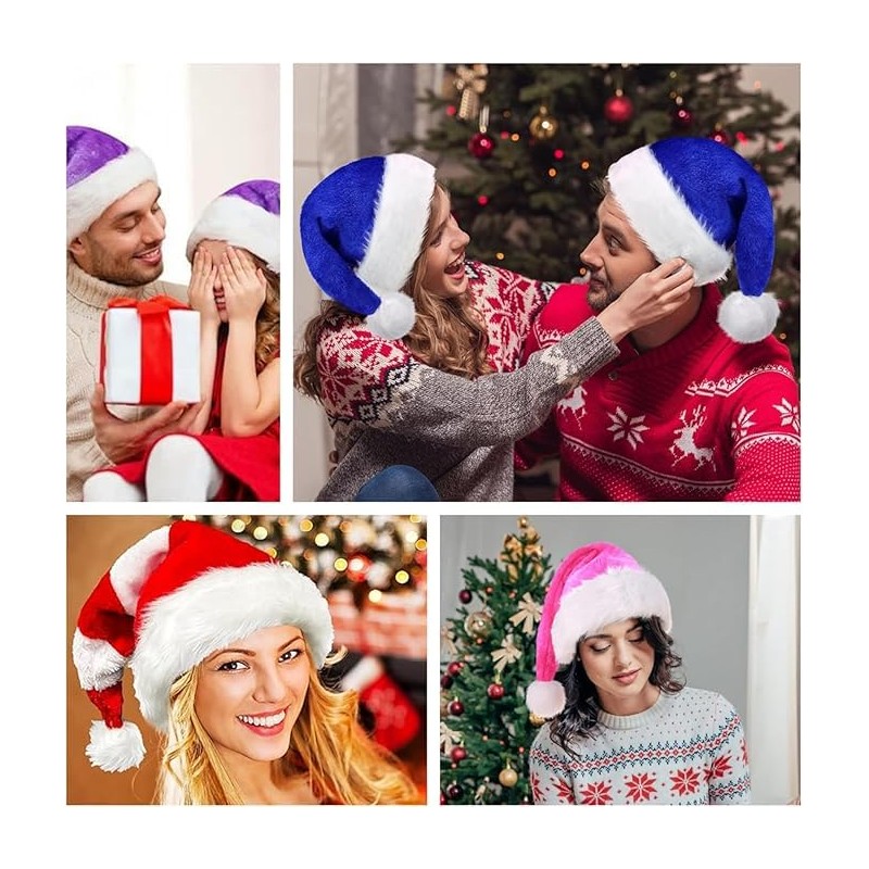 yayafunfun Christmas Hat with Glitter Sequins and Plush Edge for
