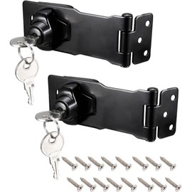 Recogwood 2Pcs Keyed Hasp Locks, 4 Inch Twist Knob Keyed Locking Hasp and Staple Lock, Catch Latch Safety Gate Lock with Keys for Locking Shed Doors Cabinets Furniture