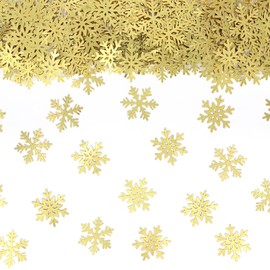 Vofrise 200PC Gold Foil Paper Snowflakes Confetti Christmas Party Table Decorations Snowflake For DIY Crafts For Winter Holiday Wedding Birthday Baby Shower Party Supplies