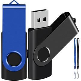 EASTBULL USB Stick 4GB 2Pack USB Memory Stick Pen Drive Flash Drive（Black Blue with Free Lanyard)