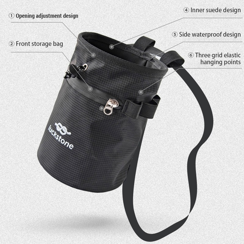 Magnesium Powder Storage Bag Climbing Chalk Bag with Brush for