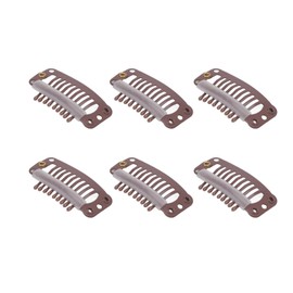 Pack of 40 Hair Wig Clips Stainless Steel 9 Teeth Hold Hair Extension Hairpiece Clip Firm, 32 mm Hair Extension Clips Hair Extensions Wigs Snap Clips Comb Small Snap Wig (Brown)