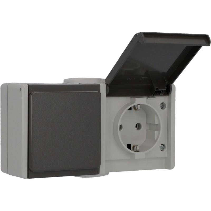 UNITEC Aquarius FR 45245L Socket 2-Way Surface-Mounted Loose Grey /