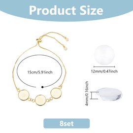 DICOSMETIC 8 Sets Bracelet Bezel Settings DIY Blank Bracelet Making Kit 12mm Stainless Steel Tray Bracelet Blanks Golden Bangle Cabochon Trays with Adjustable Bracelet Chain for DIY Jewelry Making