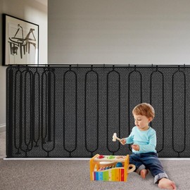Rete di sicurezza per bambini e neonati, scala di protezione per balaustra per bambini e gatti (nero, S 300 x 90 cm)