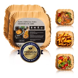 Square Air Fryer Paper 5 to 8 Litre Baking Paper 100 Pieces 22cm Ideal for Healthy Cooking Without Oil