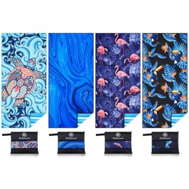 4 Pack Microfiber Lightweight Beach Towel Sand Free Quick Dry Absorbent Thin Compact Towels for Swimming Pool Camping Beach Accessories Large Easy Pack Travel Things for Vacation Essentials Gift